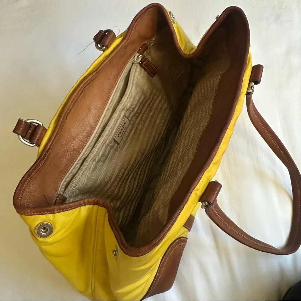 Prada Yellow and Brown Nylon Women’s Shoulder Bag - Picture 10 of 12